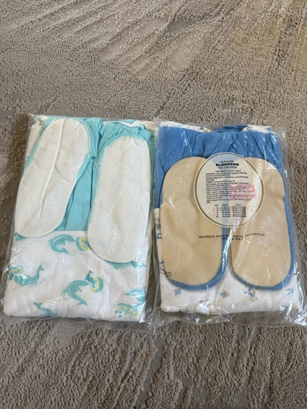 Vintage Hanes footed pajama white blue dolphins race cotton car new boys 8